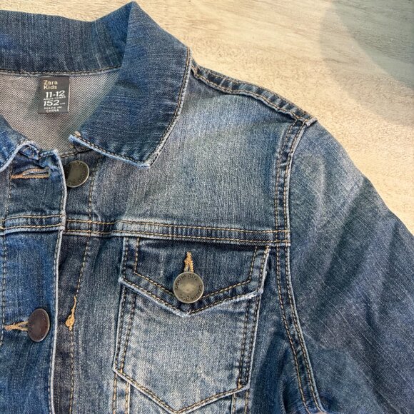 Zara Girls Denim Jean Jacket Size 11-12 - Picture 7 of 8
